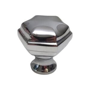 Lot of 6 - 1 1/4" Inch Hexagon Chrome Shiny Kitchen Cabinet Knob Pull Drawer